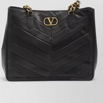 Valentino Garavani laseine chevron nappa leather shopping tote