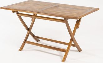 EDÈN JARDÍ Mesa de jardín rectangular plegable de teca 140x80 cm