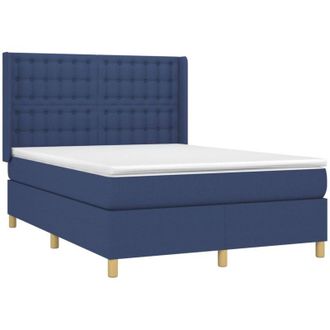 vidaXL Cama Box Spring Con Colch&oacute;n Tela Azul 140x190 Cm Vidaxl