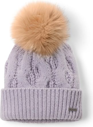 Columbia Womens Boundless Days Cable Knit Pom Beanie, Lavender Pearl, One Size