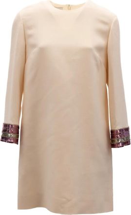 Valentino Garavani Jurken - Dames - Korte kleedjes - Beige - 2XS - Pailletten - Kleedjes