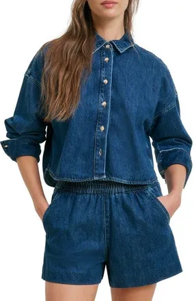 Favorite Daughter The Crop Ex-Boyfriend Denim Shirt in Deerfield at Nordstrom, Size X-Small
