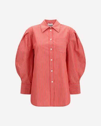 Ganni Striped cotton Shirt with balloon sleeves Female 36