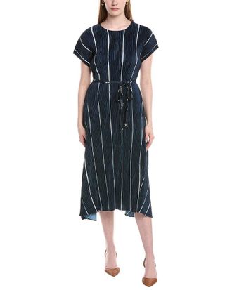 Lafayette 148 New York Belted Plisse Flared Maxi Dress