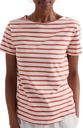 Seasalt Cornwall Sailor Stripe Organic Cotton T-Shirt in Breton Carnelian at Nordstrom, Size 10