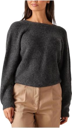 Second Female Flare Knit Sweater - Dames - Ronde hals truien - Grijs - S - Wol - Truien & Vesten