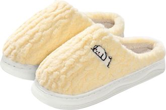 Generic Slides with Bows for Women Halloween Christmas Slippers Holiday Slipper House Shoes Slipper for Women Fuzzy Outdoor Indoor Bedroom Slippers (Yellow, 5