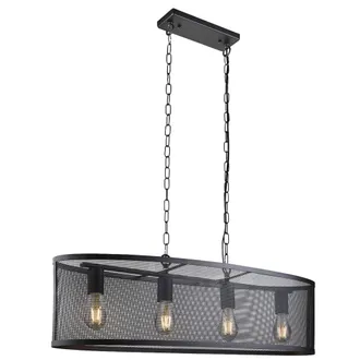Searchlight Lampadario Industrial-nordico Rete Acciaio Nero 4 Luci E27