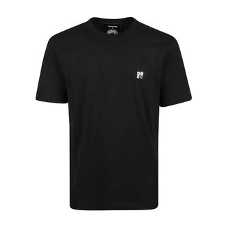 Dsquared2 Tops, Heren, Zwart, S, Katoen, Metal Upside Down Regular Fit T-Shirt