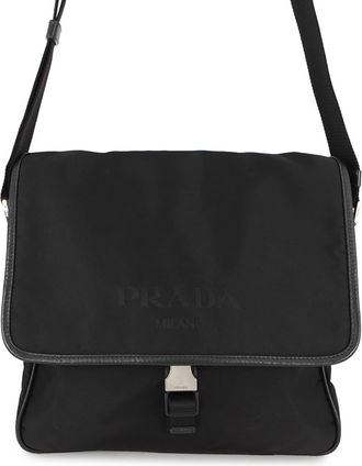 Prada Black Nylon Messenger Bag Shoulder Bag (Pre-Owned)