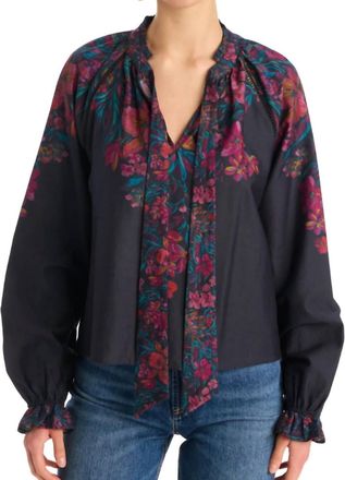 Allison New York Marlow Split V-Neck Blouse In Painterly Floral