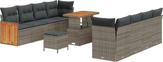 vidaXL Garden Sofa Set 11 pcs Grey 90 x 55 x 71 cm Poly Rattan Vidaxl