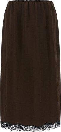 Twinset Longuette Rok - Dames - Midirokken - Bruin - XS - Satijn - Rokken