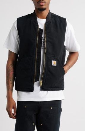 Carhartt Work in Progress Classic Organic Cotton Canvas Vest in Black (Stone Canvas) at Nordstrom Rack, Size Medium