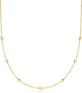 Canaria Canaria Italian 10kt Yellow Gold Bead Station Necklace