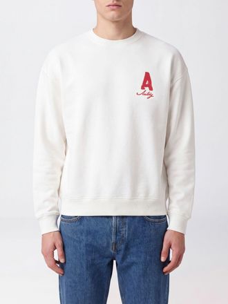 Autry Cotton Crewneck Jumper with Contrast Logo and Dropped Shoulders
