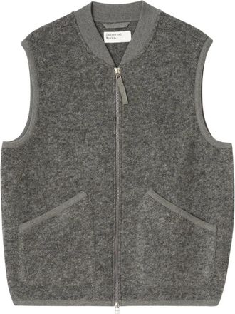 Universal Works ZIP Vest - Heren - Bodywarmers - Grijs - L - Leer - Jassen