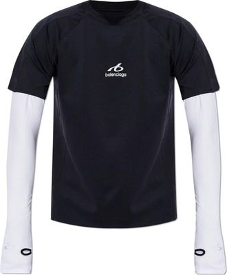 Balenciaga Logo T-shirt - Heren - Longsleeves - Blauw - XL - Tops