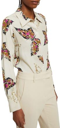 ottod'Ame Viscose Printed Shirt in White at Nordstrom, Size 44 It