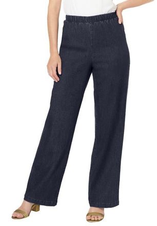 Roaman's Plus Size Comfort Stretch Wide Leg Jean in Indigo Wash at Nordstrom, Size 34