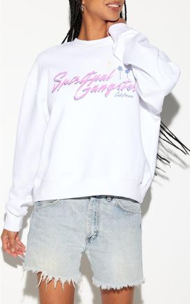 Spiritual Gangster Palm Trees La Brea Cotton Graphic Sweatshirt in White at Nordstrom Rack, Size X-Small