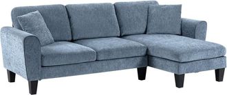 HOMCOM Homcom Sof&aacute; Chaise Lounge Sof&aacute; Esquinero Sof&aacute; De Sal&oacute;n Reversible En Forma De L Con 2 Almohadas Carga 200 Kg 230x138x87 Cm Azul Oscuro