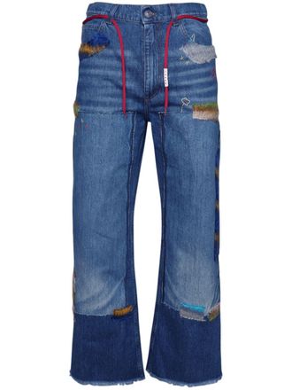 Marni logo-patch cotton jeans - Blue