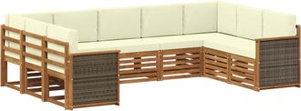 vidaXL Conjunto De Sof&aacute;s De Exterior 7 Uds. Natural Y Crema Vidaxl