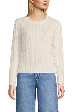 Lands End Cotton Cable Drifter Crewneck Sweater in Fresh Ivory at Nordstrom, Size X-Large P