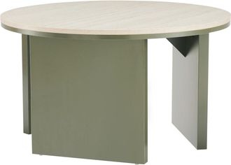 Oviala Mesa de centro redonda acabado efecto madera, di&aacute;m 80 cm, verde oliva