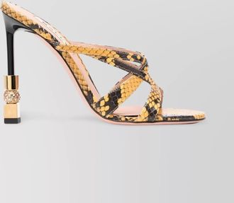 Bally snakeskin print leather mules with gold hardware