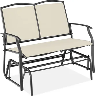 Best Choice Products 2-Person Outdoor Swing Glider, Steel Patio Loveseat, Bench Rocker w/ Armrests
