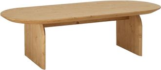 Deco Wood Mesa de centro ovalada de madera maciza en tono medio de 100x35cm