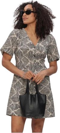 Object Objnaja S/S V-Neck Short Dress - Dames - Korte kleedjes - Veelkleurig - XL - Kleedjes