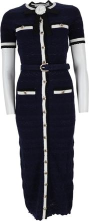 Self Portrait Fitted Textured Midi Dress With Decorative Details