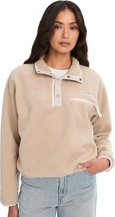 Columbia Helvetiatm II Cropped 1/2 Snap Fleece Womens Coat Ancient Fossil/Dark Stone/Chalk : 2XL, Polyester