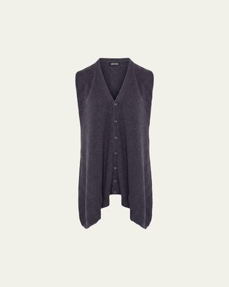 Eskandar Cashmere A-Line Sleeveless Long V-Neck Sweater