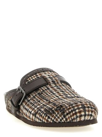 Brunello Cucinelli Houndstooth Sequin Alpaca-Wool Sabot - Black