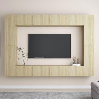 vidaXL Vidaxl - Set De Muebles Sal&oacute;n Tv 8 Pzas Madera Ingenier&iacute;a Roble Sonoma
