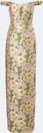 Markarian Off-shoulder floral brocade gown