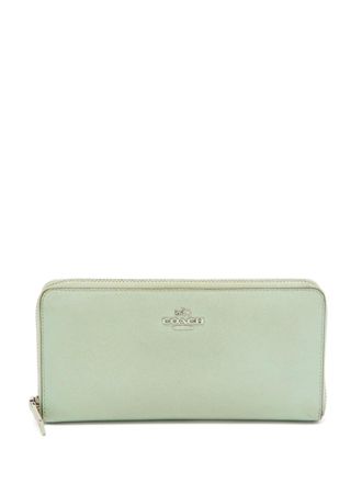Coach pre-owned zip-around wallet - women - Leather/Fabric/Leather - One Size - Green