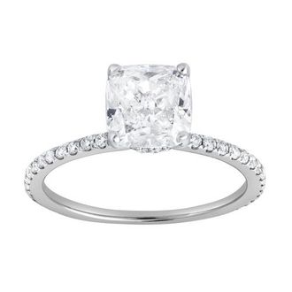 LuvMyJewelry Adeline 14K Gold 2.90 Ct Cushion Lab Grown Diamond Engagement Ring in 14K White Gold at Nordstrom, Size 7