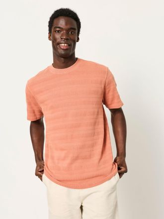 Fat Face FatFace Bexley Relaxed Fit Coral Pink Textured Stripe Tshirt