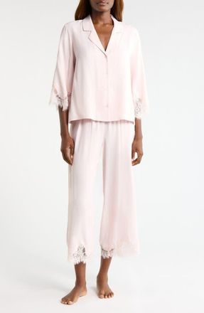 Nordstrom Midnight Lace Satin Pajamas in Pink Loft at Nordstrom, Size X-Large
