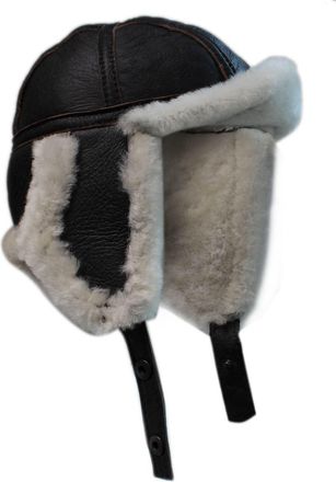 Infinity Leather Mens RAF Aviator Sheepskin B-55 Trapper Hat