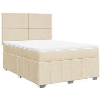 vidaXL Vidaxl - Cama Box Spring Con Colch&oacute;n Tela Color Crema 140x200 Cm