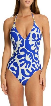 Sea Level Australia Halter One-Piece Swimsuit in Blue at Nordstrom Rack, Size 10 Us / 14 Au