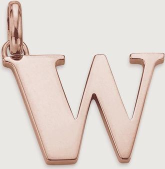 Monica Vinader Alphabet Pendant W, Rose Gold Vermeil on Silver
