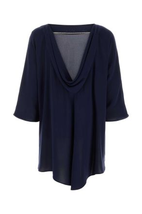 Max Mara Womens Midnight Blue Triacetate Blend Ferro Blouse Navy Maglie Sweater