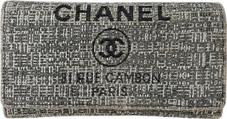 Chanel Gray Canvas Long Wallet (Bi-Fold) (Pre-Owned)